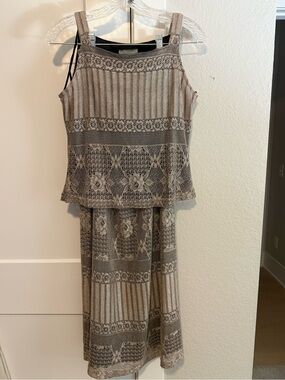 Vintage 90s Breakin' Loose Crochet Knit Peplum top and maxi skirt.